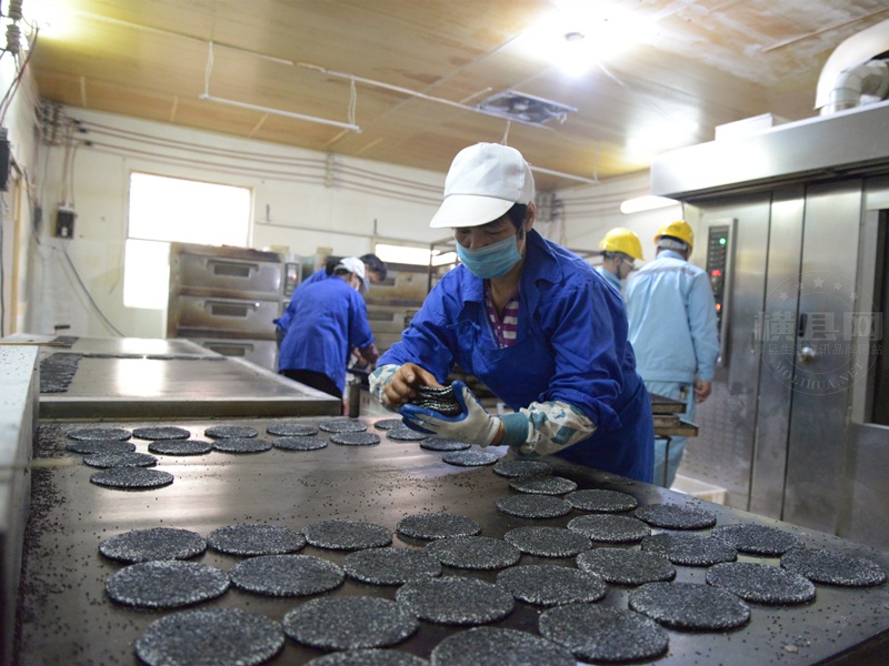 12月22日横县供电局百合供电所安排工作人员到正合食品厂芝麻饼生产现场，检查机器运行.jpg